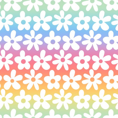 white floral on rainbow background