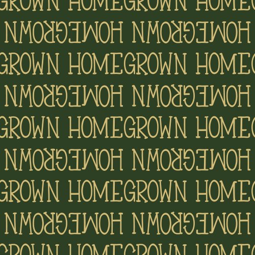 yellow text "homegrown" on a green background