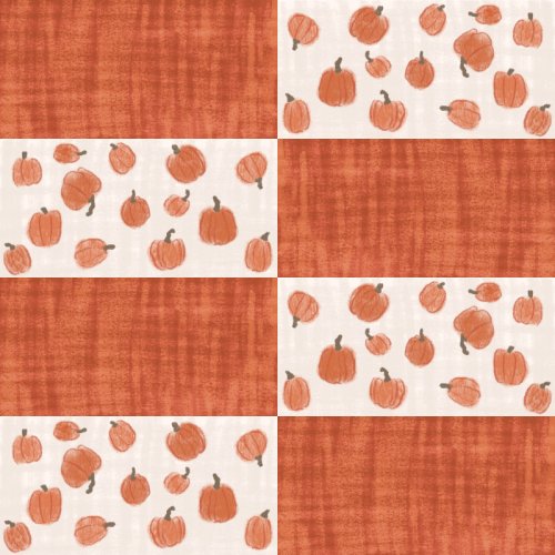 rectangle checker with pumpkins cream and orange