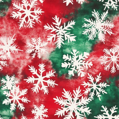 red and green tie dye with snowflakes