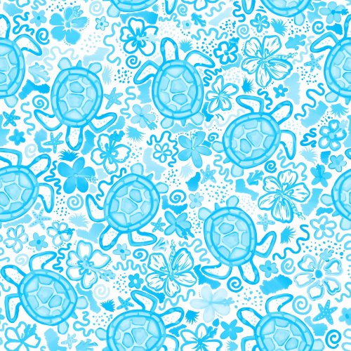 blue watercolor turtles
