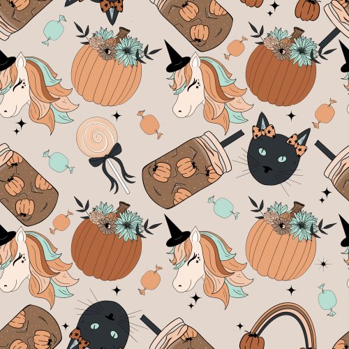 halloween unicorn and black cat