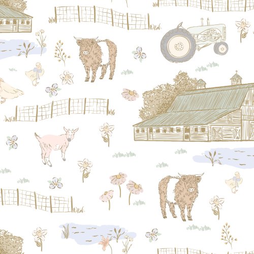 farm landscape with barn and farm animals