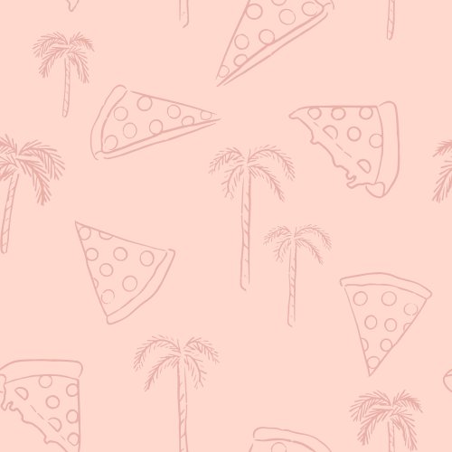 Hand drawn pizzas and palms 