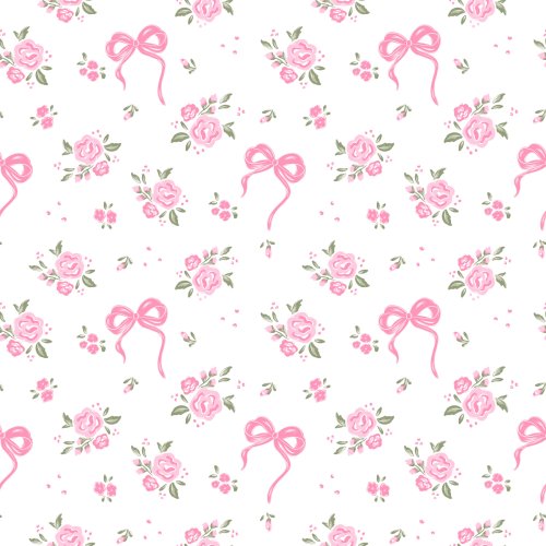 Painted roses and bows in shades of  medium bubblegum pink 