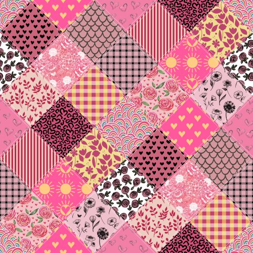 mixed prints combined into a "cheater quilt"