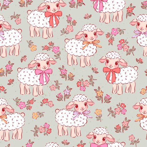 lambs with bows and floral