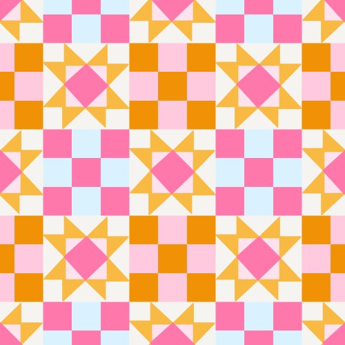 bright summer patchwork fabric design