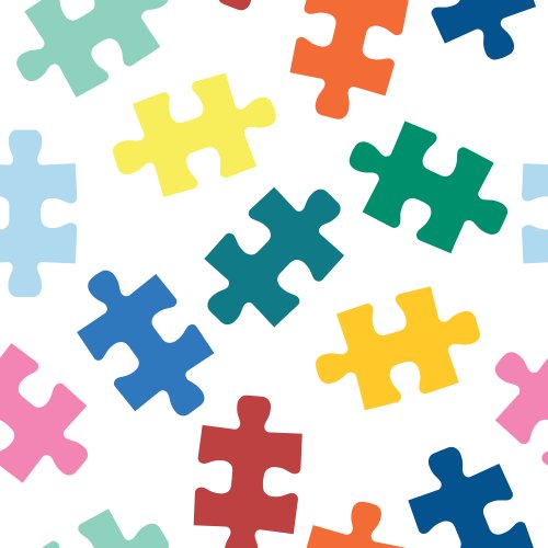 colorful puzzle pieces on white background