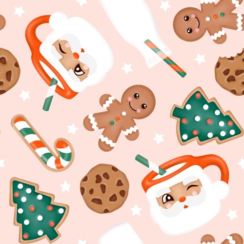 santa mugs milk and cookies design