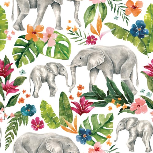 elephant and tropical flora ldesign