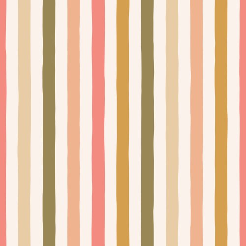 Warm, hand-painted vertical stripes with softly uneven edges create an easy, modern coordinate that feels relaxed and artisanal. 