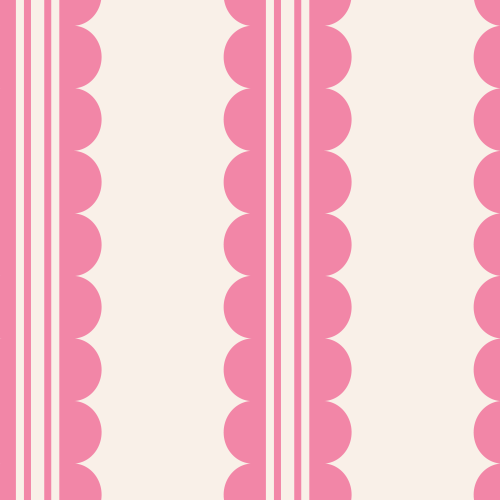 Scallop Stripes Pink, pair with valentines cherry & strawberry print