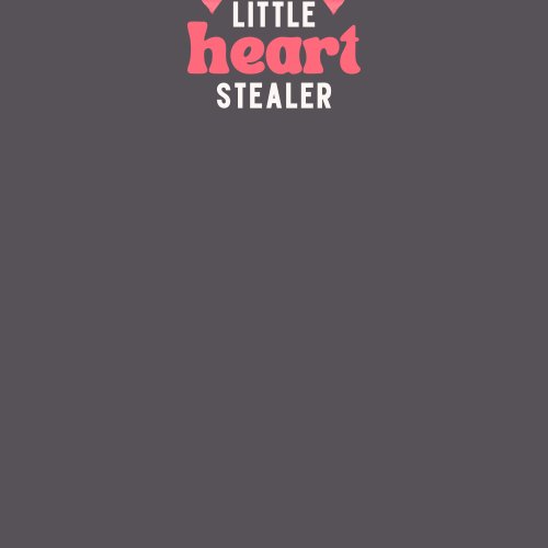 Graphic with the phrase "Little Heart Stealer" in playful pink and black font. A watercolor fox head is placed above the word "heart," surrounded by small pink and red hearts, creating a cute, Valentine’s Day-themed design.