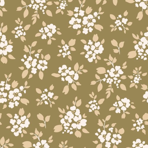 A timeless ditsy floral scatter of tiny five-petal blossoms and simple leaf sprigs, drawn as clean silhouettes for an easy-to-use allover coordinate.