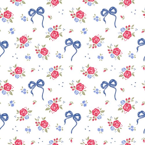 Red roses and blue bow for the Liberty collection 