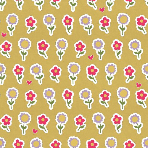 floral stickers on a yellow background