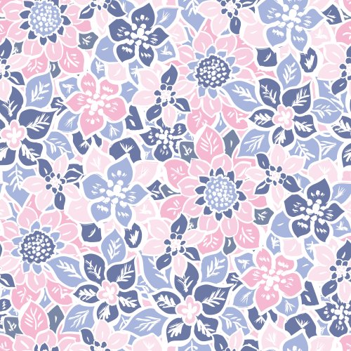 Grandmillennial Christmas Vintage Floral in Blue and pink