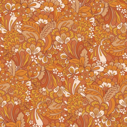 Fall Butterflies and Blooms Retro Blooms in Brown
