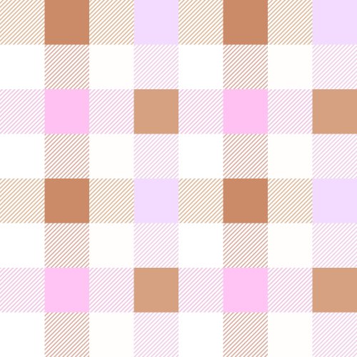 Gingham fabric design with brown pink and white