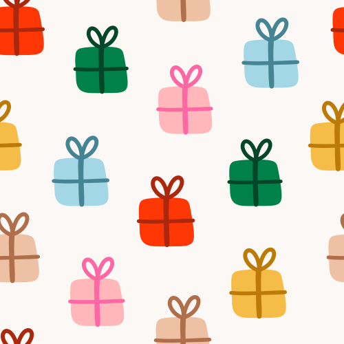 Cute Christmas Gifts red, green, pink, blue, yellow