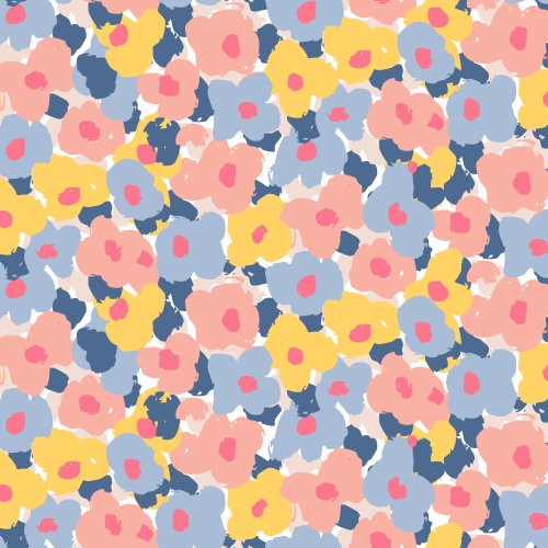 hand drawn flowers in a tight, non directional all over print