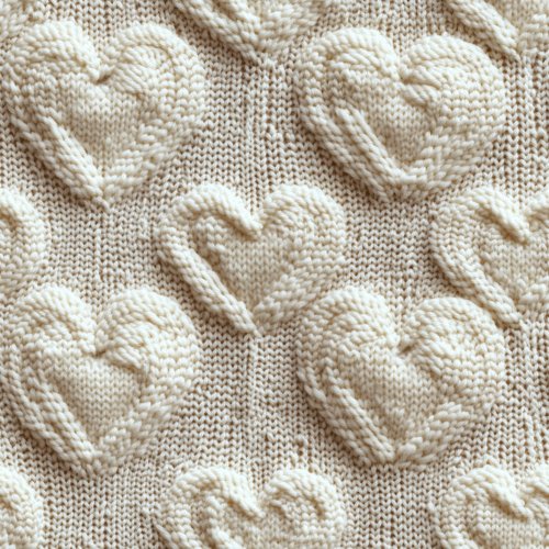 realistic knitted cream hearts