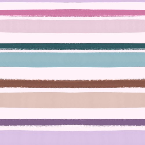 painterly hand drawn stripe on a light pink with tones of teal brown purple and pink
