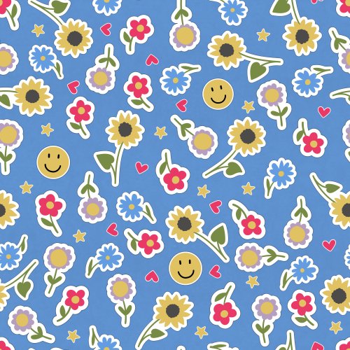 mixed stickers on a blue background