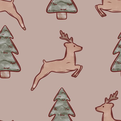 reindeer and christmas trees