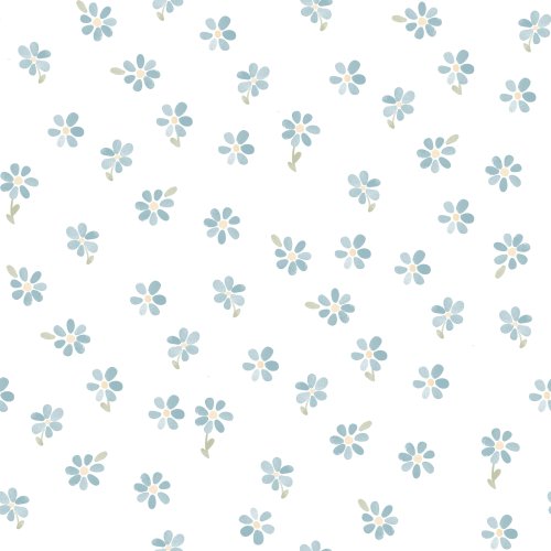 small blue floral on cream background