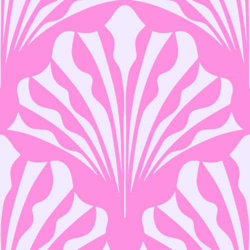 A geometric repeat of stylised shells in a scalloped layout