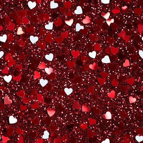 realistic red glitter hearts