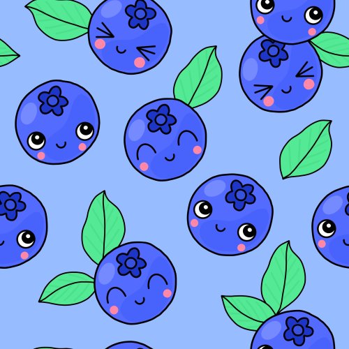 colorful blueberries with faces