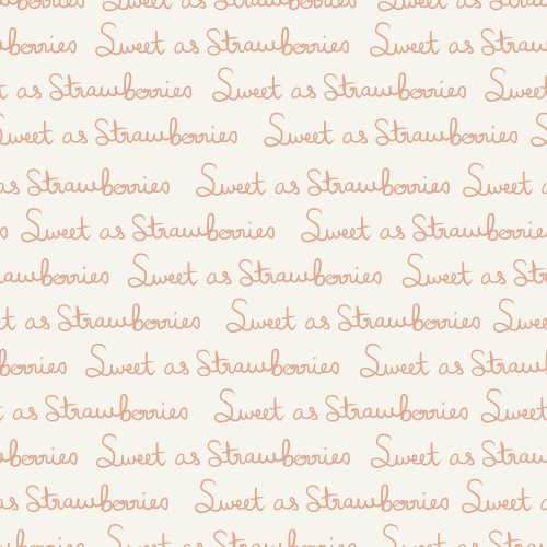 Sweet As Strawberries Script is a delightful print that describes the collection and a cute coordinate print or stand-alone design perfect for homewares and little girls apparel by Deer Fiorella Design