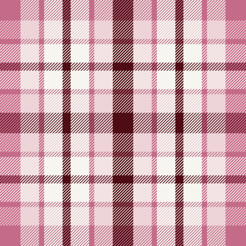 Rose pink and deep wine plaid fabric with a classic woven check look