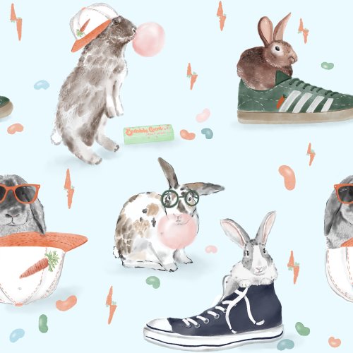 Carrot Club - a whimsical fun watercolor bunny print for easter or spring