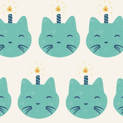 lines of Cat shaped candles on an off white background