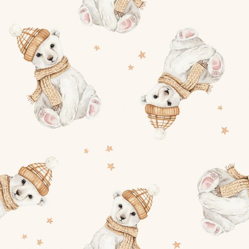 polar bear with winter hat and scarf