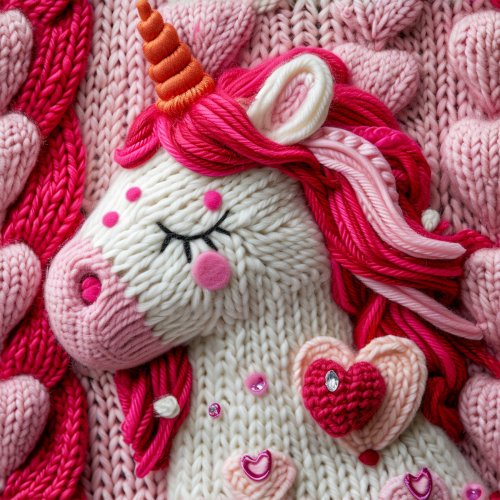 pink 3D knitted unicorn