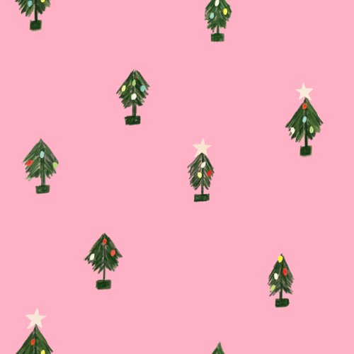 small christmas tree fabric design