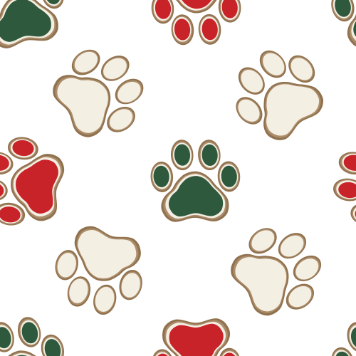 red and green christmas dog prints