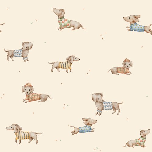 Cute dachshund in clothes. Hand drawn.