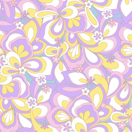 Malibu Beach Retro Flower Power 70s retro florals and swirls