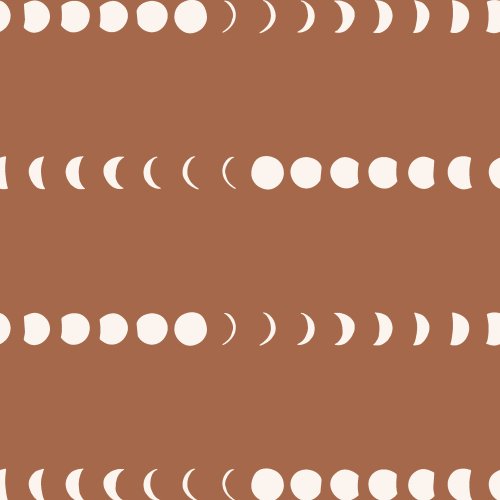 Rows of the moon phases for all things witchy in modern Halloween colors like sienna brown, midnight, and cloudy purple, as part of the larger Spooky Simple collection