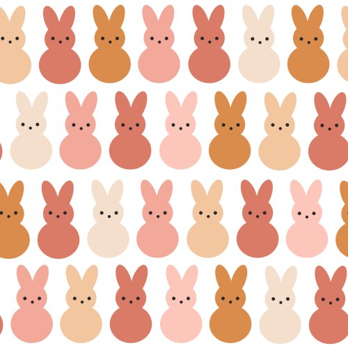 Easter fabric design with simple repeating bunnies on white background