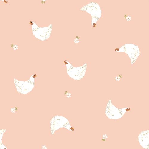 small hens on pink background