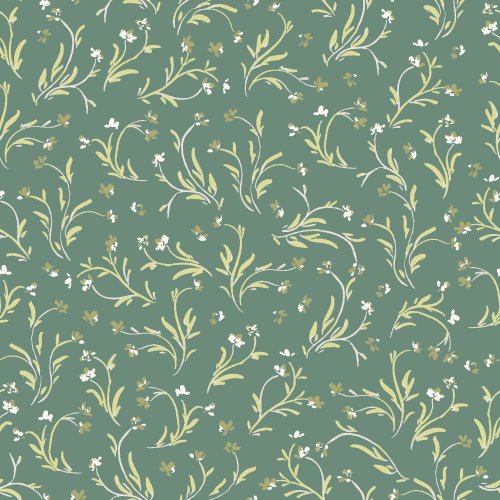 hand painted abstract florals on a green background for the Hope and Future quilt kit