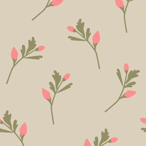 pink floral on tan background