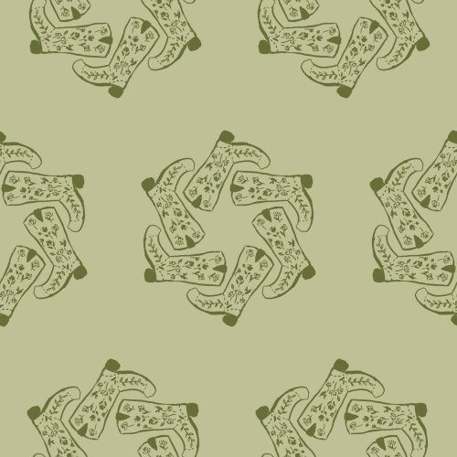 hand drawn cowgirl boots in a geometric circle layout